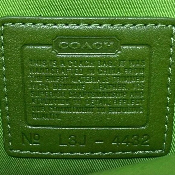 Vintage Coach Soho Handbag White Canvas Blue Leather Green Interior L3J-4432 - Picture 5 of 5